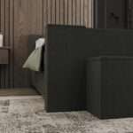 Boxspring met tv lift blauw Tongeren voor zij aanzicht